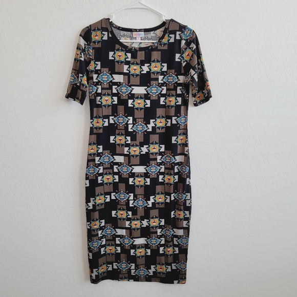 💕 LuLaRoe Julia Geometric Print Dress Women's Size Small - Picture 9 of 9